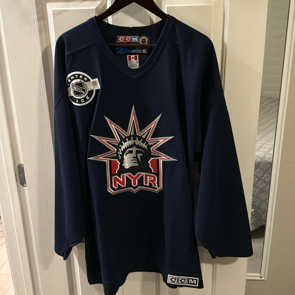 NHL CCM New York Rangers Navy Blue NYR Statue of Liberty Crest Jersey